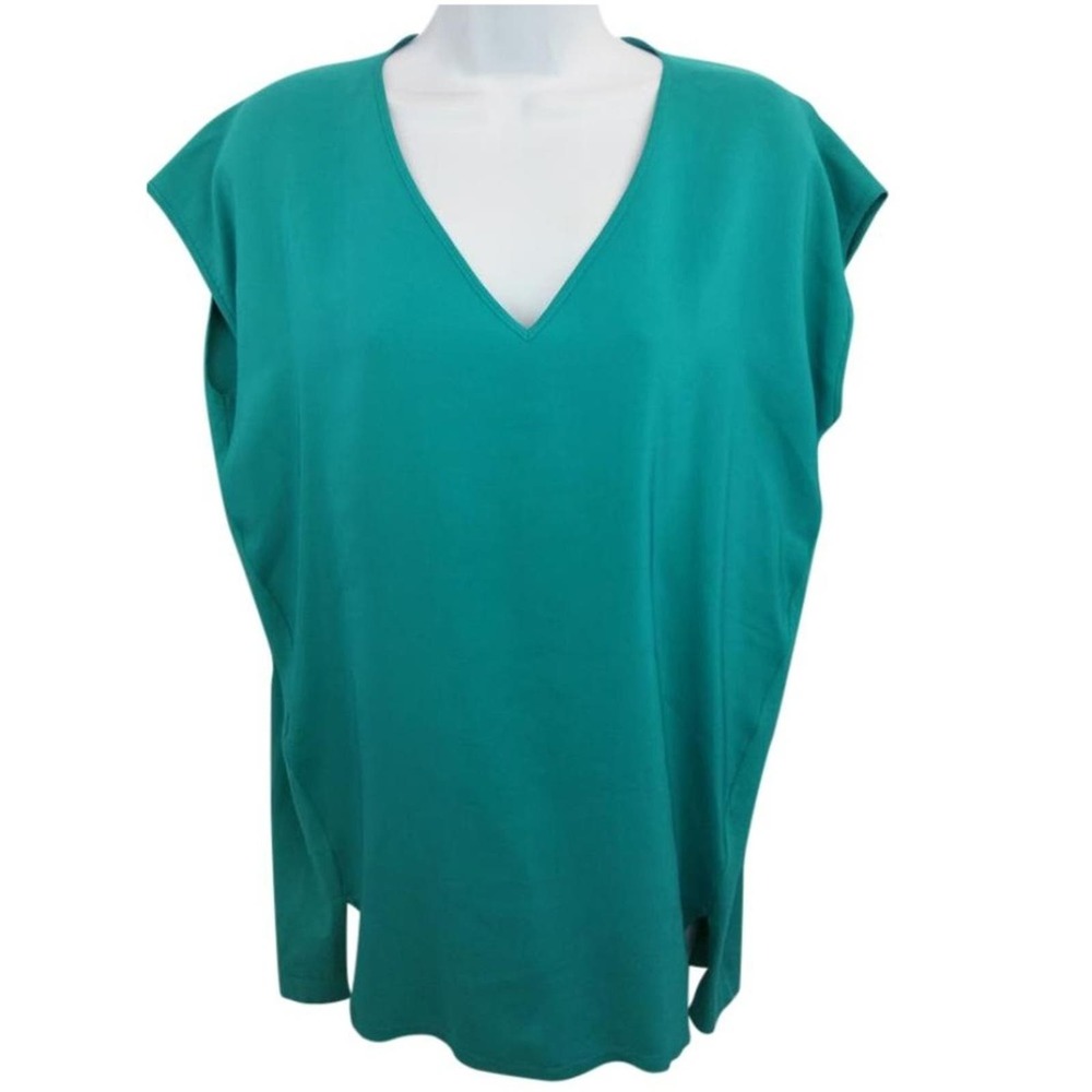 NWT Lafayette 148 New York Green Knit and Silk Top Blouse S